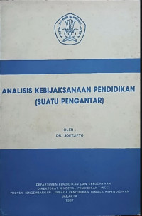 Image of Analisis Kebijaksanaan Pendidikan (Suatu Pengantar)